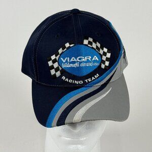 Vintage NASCAR Fans Roush Racing Hat Blue Gray Embroidered Adjustable Car Racing